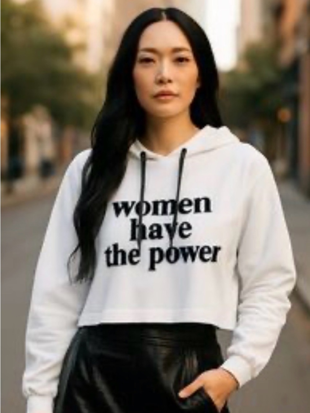 Zara Women Have The Power Graphic Hoodie NWT White Size L